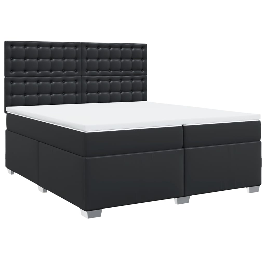 vidaXL Boxspring met matras kunstleer zwart 200x200 cm, foto 3
