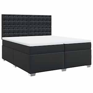 Box spring postel s matrací černá 200x200 cm umělá kůže - obrázek 2