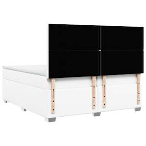 Box spring postel s matrací bílá 200x200 cm umělá kůže - obrázek 10