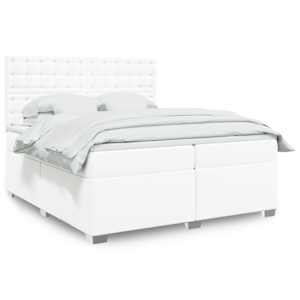 Box spring postel s matrací bílá 200x200 cm umělá kůže - obrázek 1