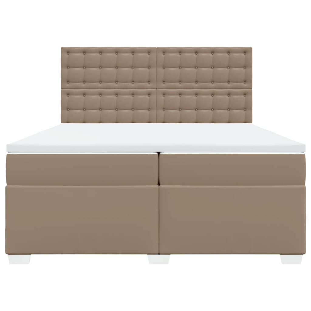 vidaXL Boxspring met matras kunstleer cappuccinokleurig 200x200 cm bruin, foto 4