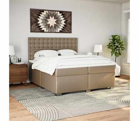 vidaXL Boxspring met matras kunstleer cappuccinokleurig 200x200 cm