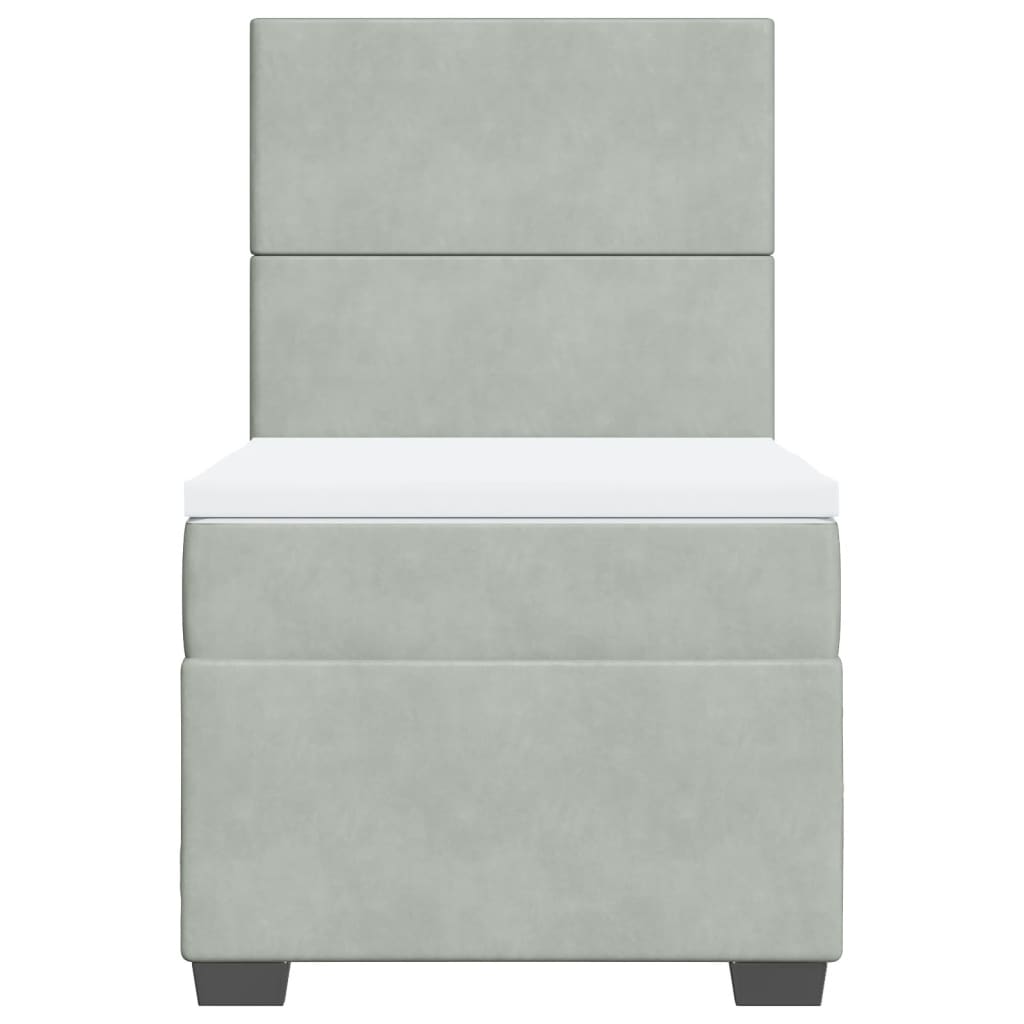 vidaXL Boxspring met matras fluweel lichtgrijs 80x200 cm grijs, foto 4