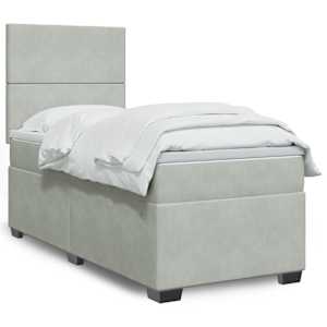 Box spring postel s matrací světle šedá 80 x 200 cm samet - obrázek 1