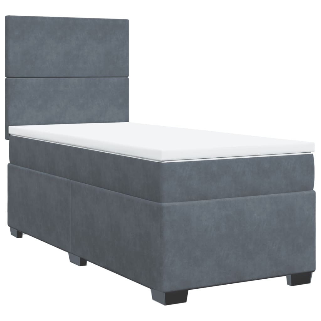 Thumbnail - vidaXL Boxspringbett mit Matratze Dunkelgrau 80x200 cm Samt