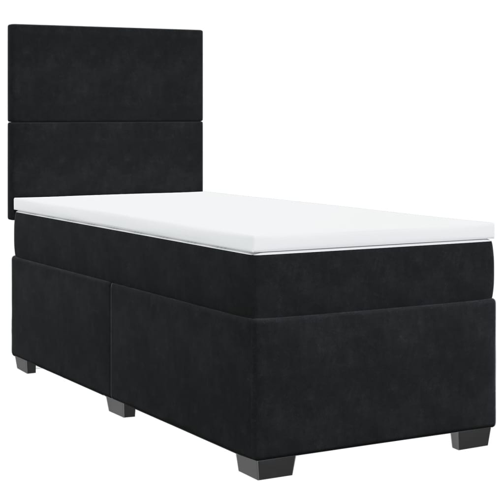 vidaXL Boxspring met matras fluweel zwart 80x200 cm, foto 3