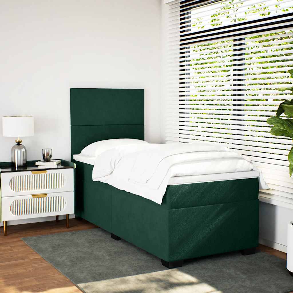 vidaXL Boxspring met matras fluweel donkergroen 80x200 cm groen, foto 2