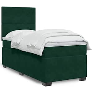 Box spring postel s matrací tmavě zelená 80 x 200 cm samet - obrázek 1