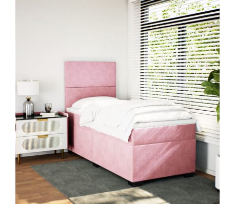 vidaXL Lova su spyruoklėmis ir čiužiniu, rožinė, 80x200cm, aksomas