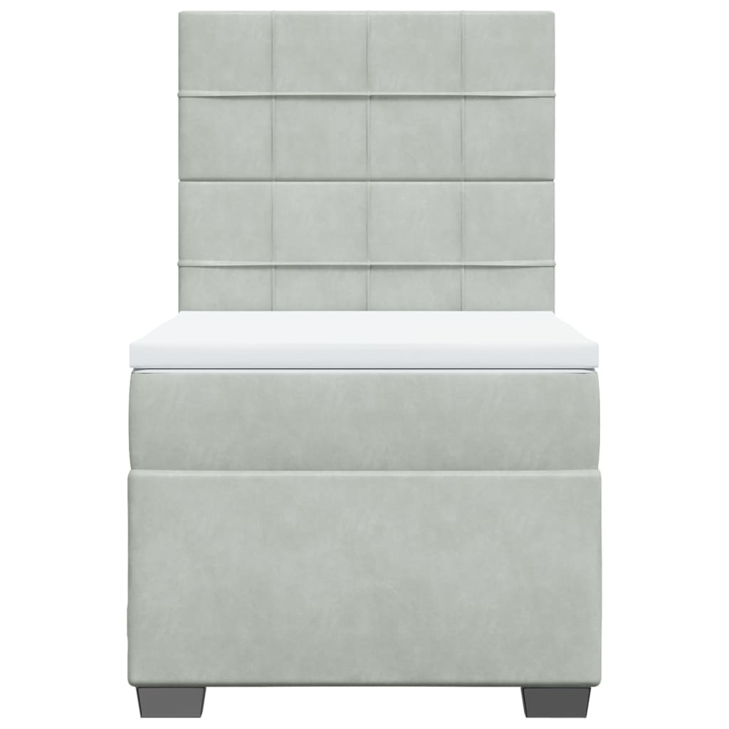 vidaXL Boxspring met matras fluweel lichtgrijs 80x200 cm grijs, foto 4