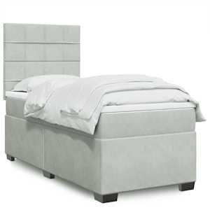 Box spring postel s matrací světle šedá 80 x 200 cm samet - obrázek 1