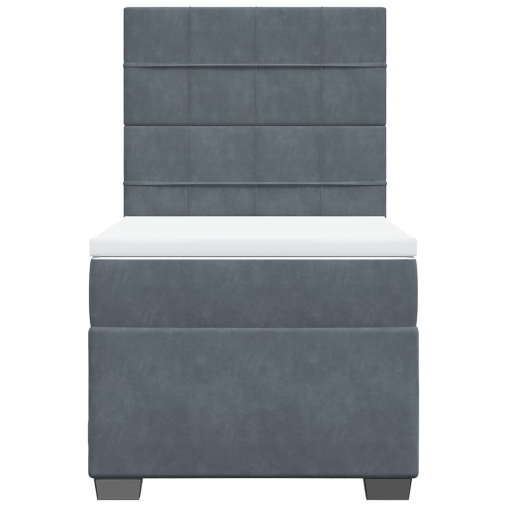 vidaXL Boxspring met matras fluweel donkergrijs 80x200 cm grijs, foto 4