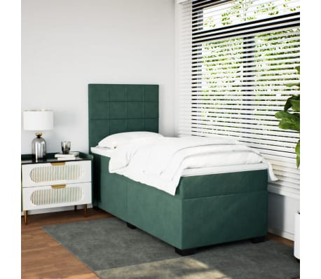 vidaXL Sommier à lattes de lit et matelas Vert foncé 80x200 cm Velours