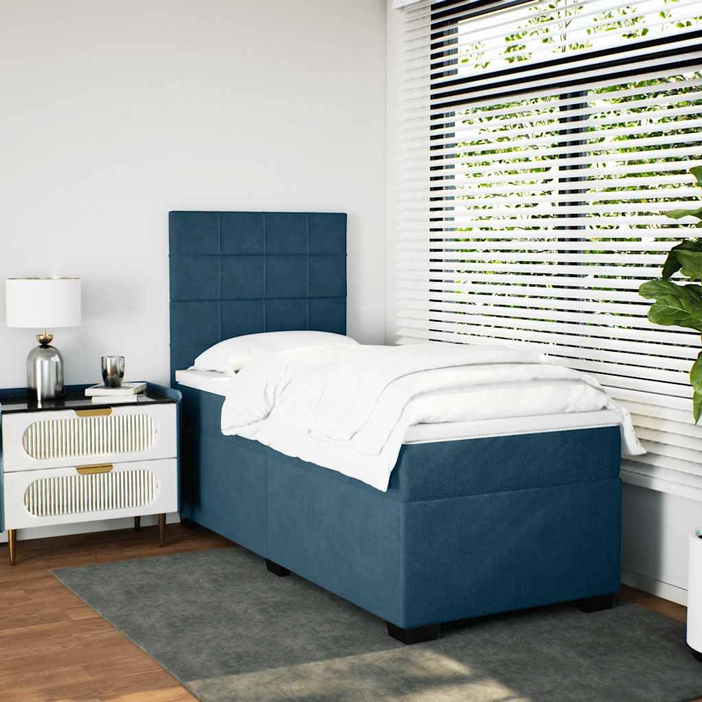 vidaXL Boxspring met matras fluweel blauw 80x200 cm, foto 2