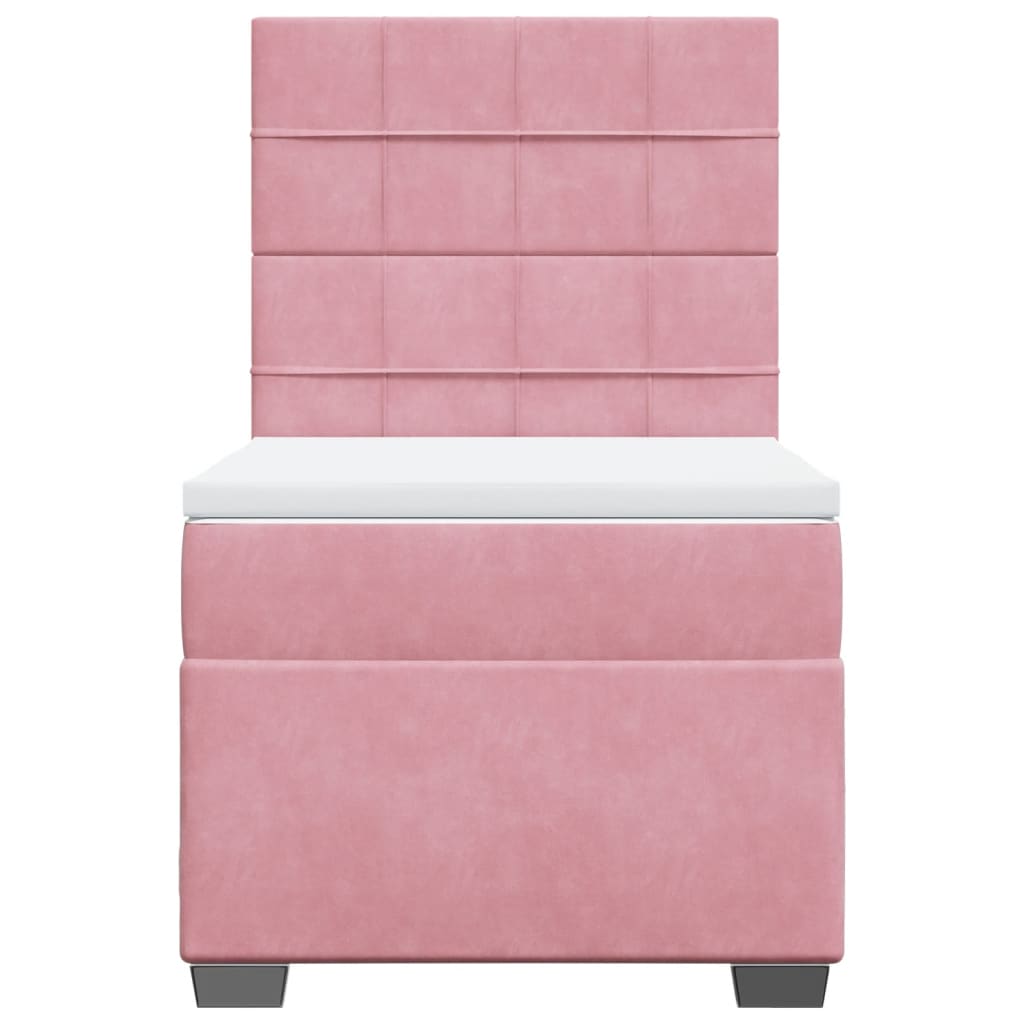 vidaXL Boxspring met matras fluweel roze 80x200 cm, foto 4