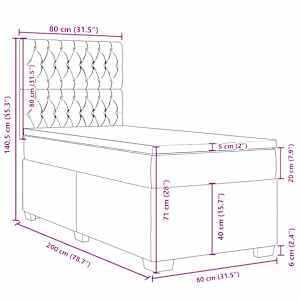 Box spring postel s matrací světle šedá 80 x 200 cm samet - obrázek 13