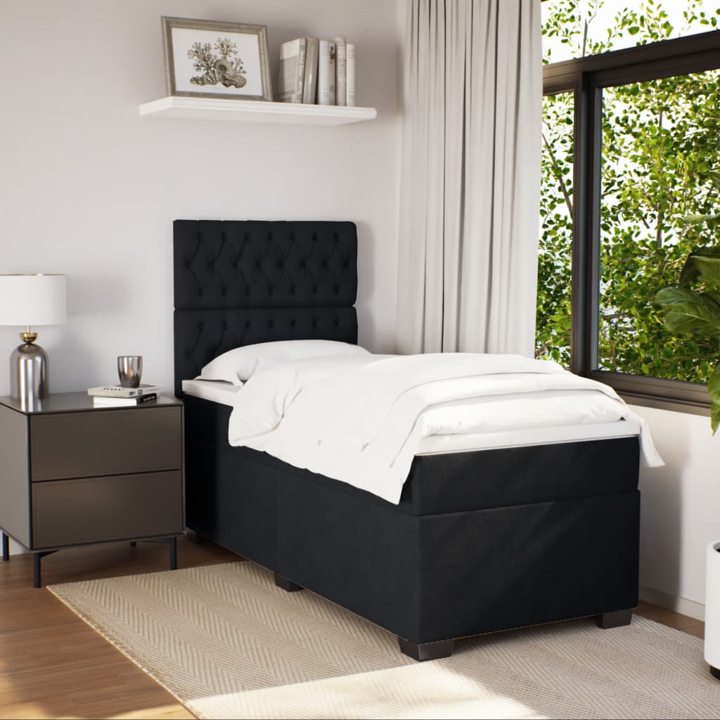vidaXL Boxspring met matras fluweel zwart 80x200 cm afbeelding