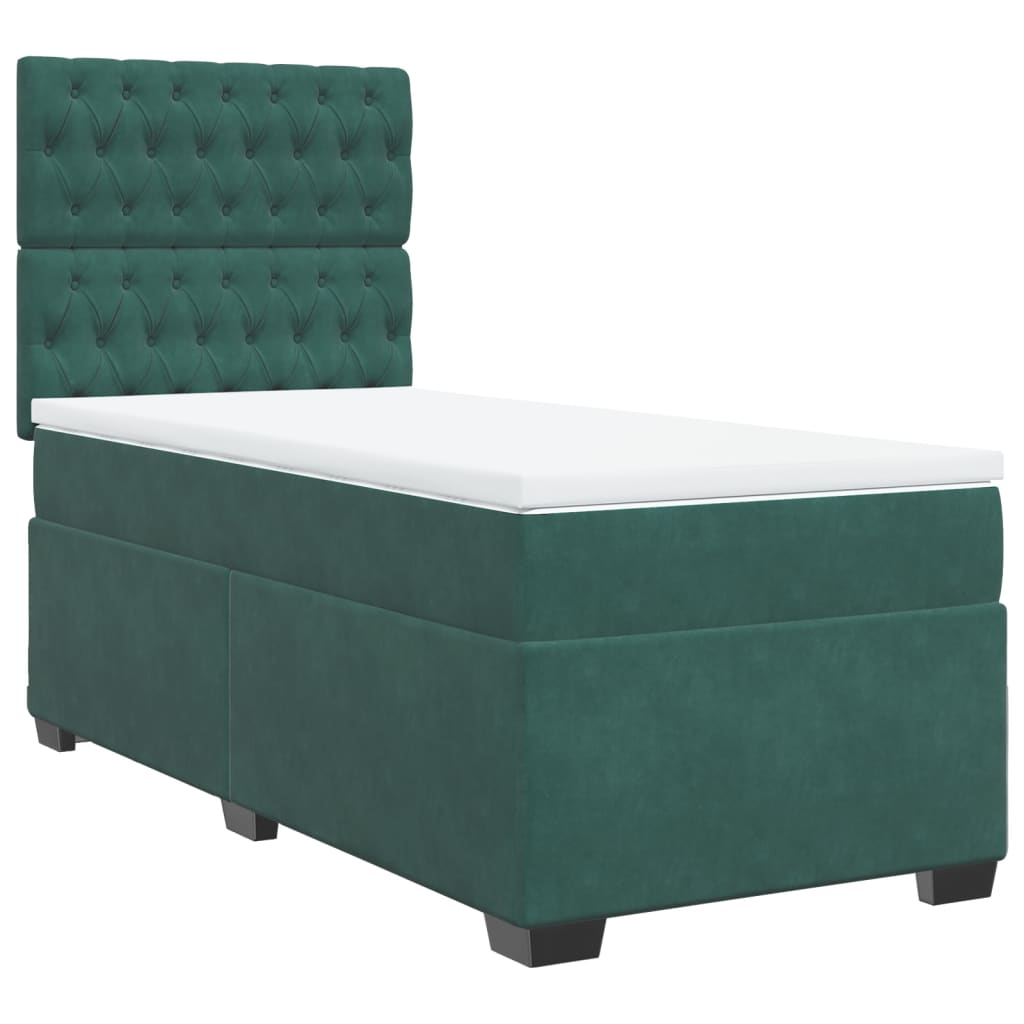 Thumbnail - vidaXL Boxspringbett mit Matratze Dunkelgrün 80x200 cm Samt