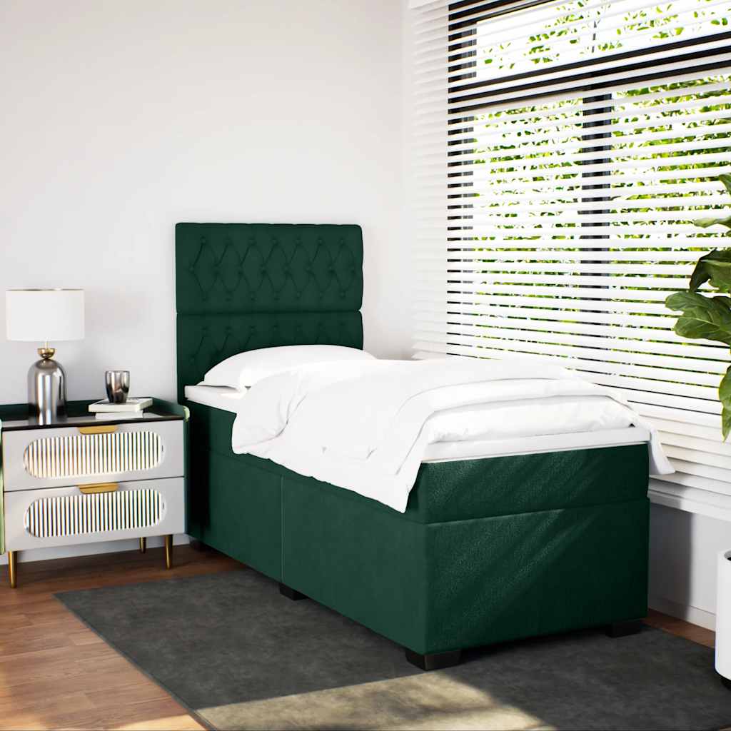 vidaXL Boxspring met matras fluweel donkergroen 80x200 cm groen, foto 2