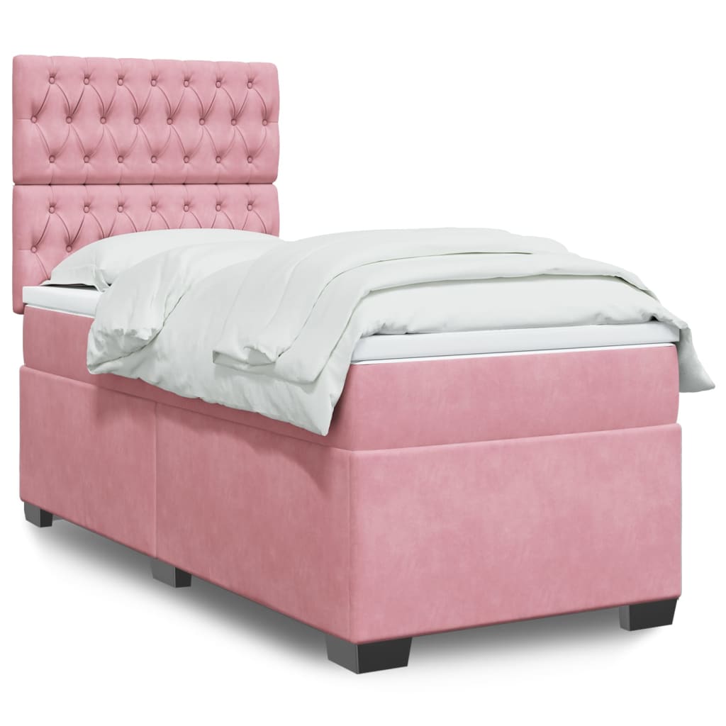 Boxspringbett mit Matratze Rosa 80×200 cm Samt