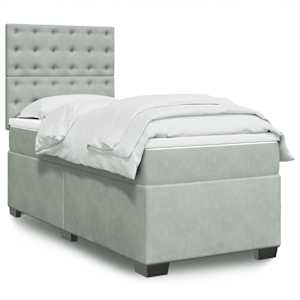 Box spring postel s matrací světle šedá 80 x 200 cm samet - obrázek 1