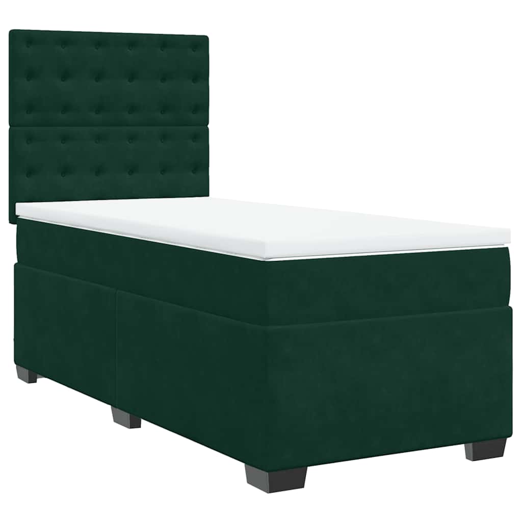 vidaXL Box spring postel s matrací tmavě zelená 80 x 200 cm samet