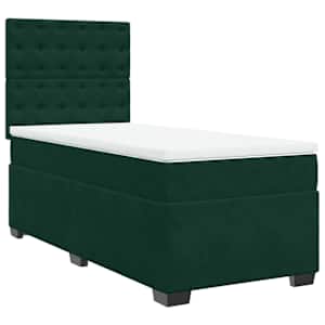Box spring postel s matrací tmavě zelená 80 x 200 cm samet - obrázek 2