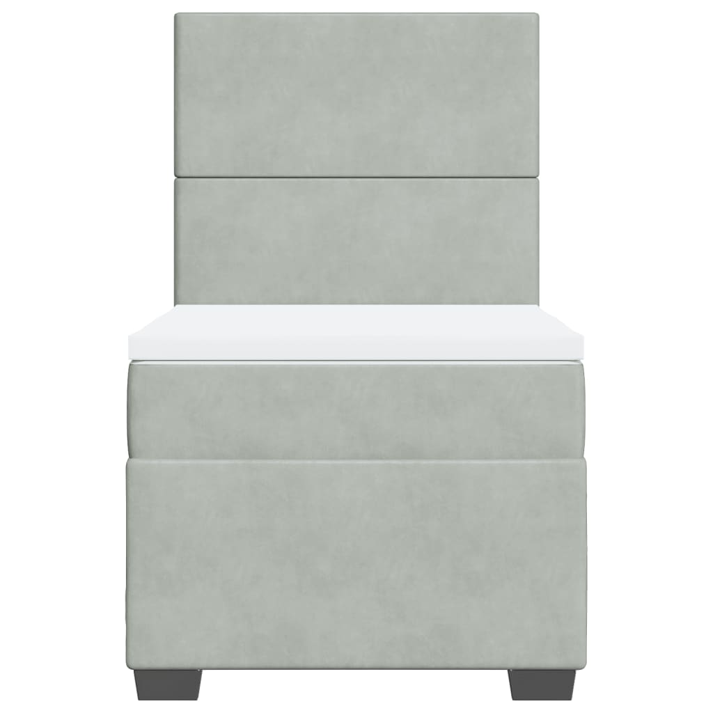 vidaXL Boxspring met matras fluweel lichtgrijs 90x190 cm grijs, foto 4