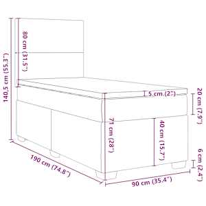 Box spring postel s matrací světle šedá 90x190 cm samet - obrázek 13