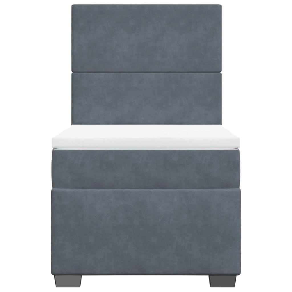 vidaXL Boxspring met matras fluweel donkergrijs 90x190 cm grijs, foto 4