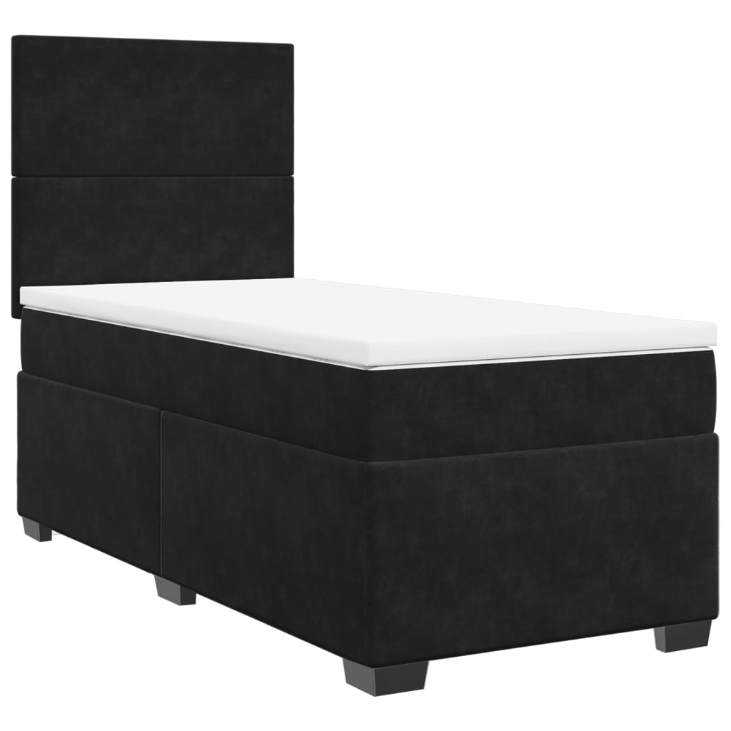 vidaXL Box spring postel s matrací černá 90x190 cm samet