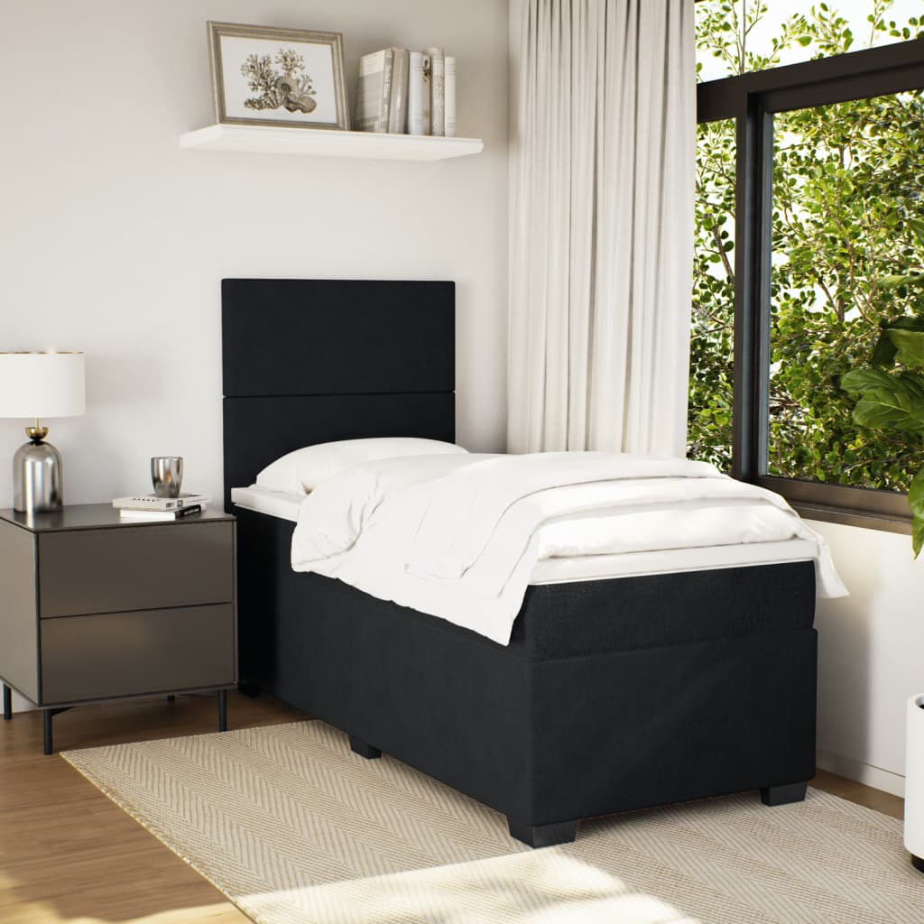 vidaXL Boxspring met matras fluweel zwart 90x190 cm afbeelding