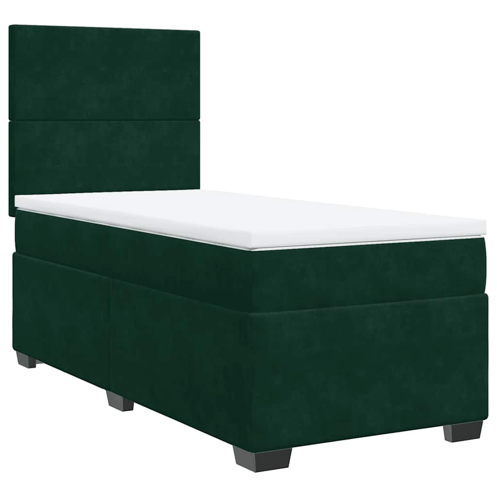 Thumbnail - vidaXL Boxspringbett mit Matratze Dunkelgrün 90x190 cm Samt