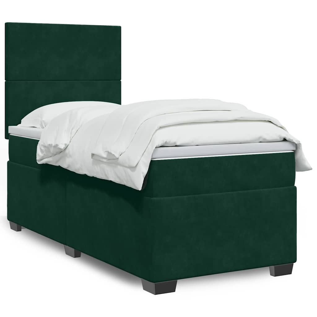 Kontinentalseng Med Madras Velour Mørkegrøn - Med ensartet mønster / 90 x 190 cm