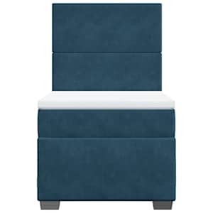 Box spring postel s matrací modrá 90 x 190 cm samet - obrázek 4