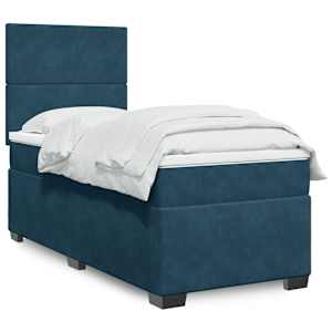 Box spring postel s matrací modrá 90 x 190 cm samet - obrázek 1