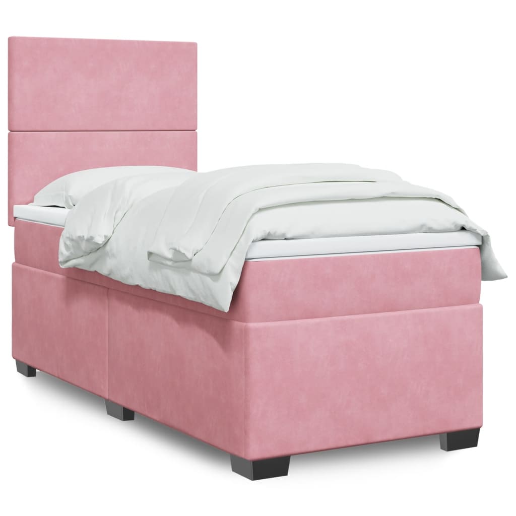 Boxspringbett mit Matratze Rosa 90×190 cm Samt