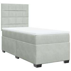 Box spring postel s matrací světle šedá 90x190 cm samet - obrázek 2