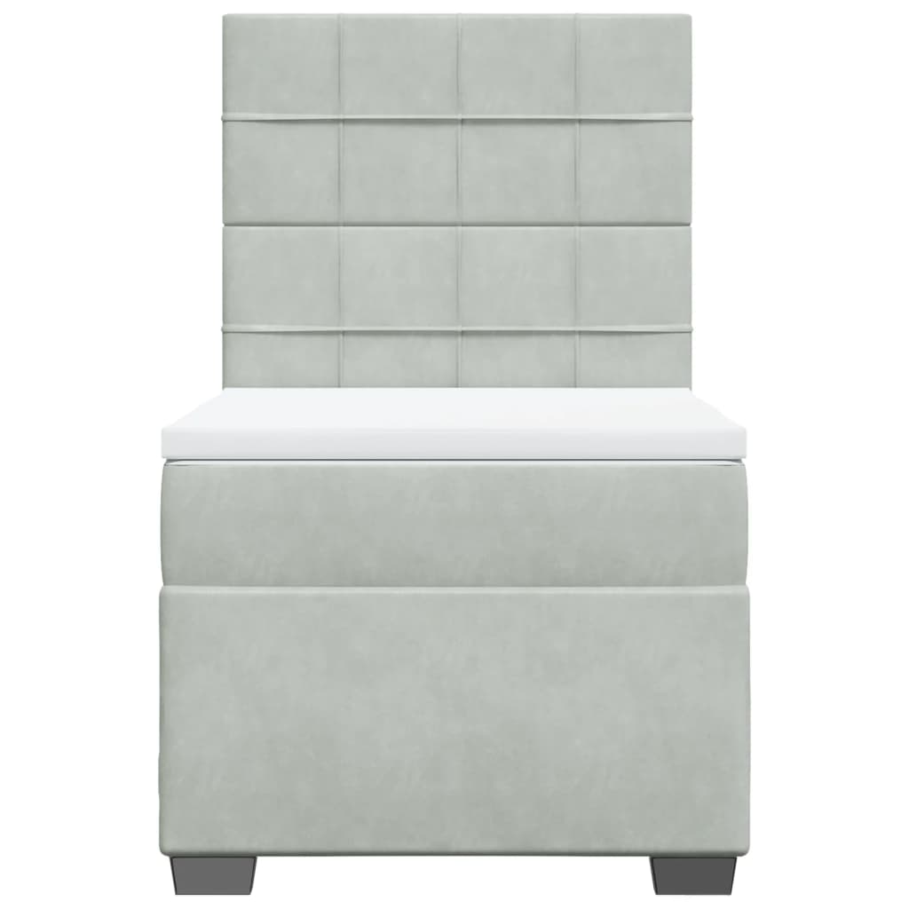 vidaXL Boxspring met matras fluweel lichtgrijs 90x190 cm grijs, foto 4