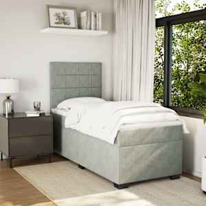 Box spring postel s matrací světle šedá 90x190 cm samet - obrázek 3