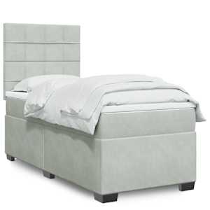 Box spring postel s matrací světle šedá 90x190 cm samet - obrázek 1