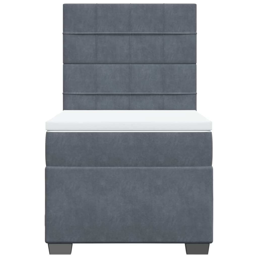 vidaXL Boxspring met matras fluweel donkergrijs 90x190 cm grijs, foto 4