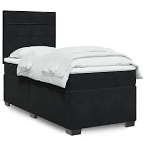Box spring postel s matrací černá 90x190 cm samet - obrázek 1