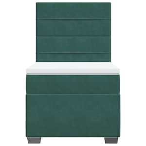 Box spring postel s matrací tmavě zelená 90x190 cm samet - obrázek 4