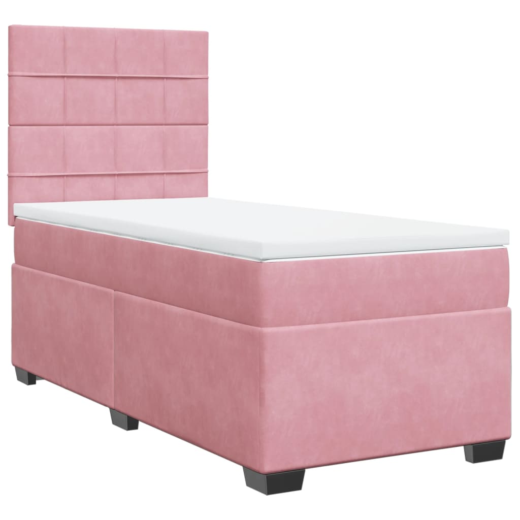 Thumbnail - vidaXL Boxspringbett mit Matratze Rosa 90x190 cm Samt