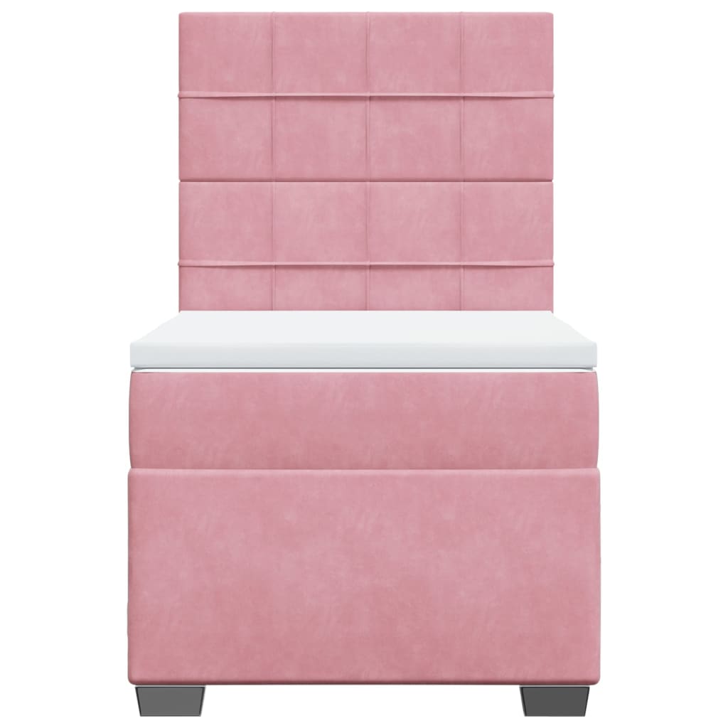 vidaXL Boxspring met matras fluweel roze 90x190 cm, foto 4
