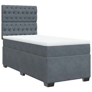 Box spring postel s matrací tmavě šedá 90x190 cm samet - obrázek 2