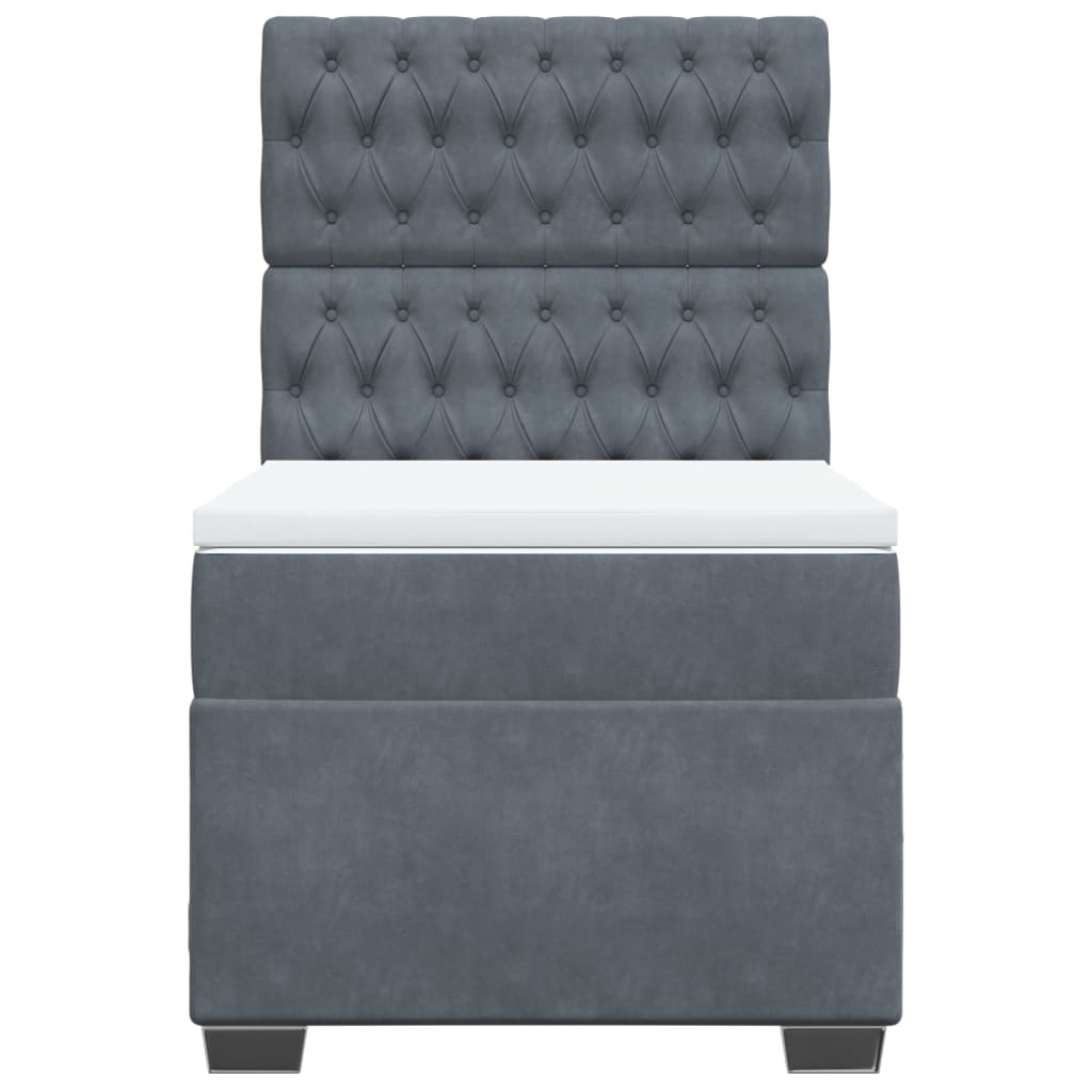 vidaXL Boxspring met matras fluweel donkergrijs 90x190 cm grijs, foto 4
