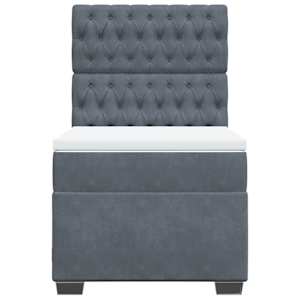 Box spring postel s matrací tmavě šedá 90x190 cm samet - obrázek 4