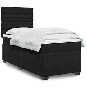 Box spring postel s matrací černá 90x190 cm samet - obrázek 1